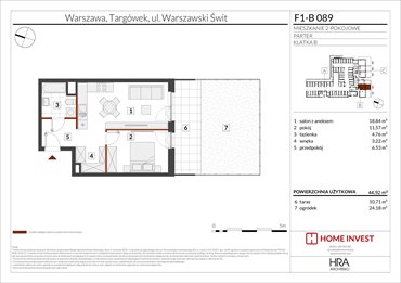 rzut mieszkanie na sprzedaż 45m2 mieszkanie Warszawa, ul. Warszawski Świt