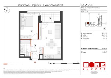 rzut mieszkanie na sprzedaż 40m2 mieszkanie Warszawa, Targówek, ul. Warszawski Świt