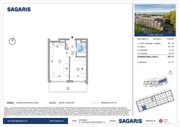 rzut mieszkanie na sprzedaż 38m2 mieszkanie Dziwnów, Kaprala Koniecznego 14