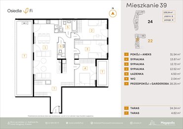 rzut mieszkanie na sprzedaż 105m2 mieszkanie Kraków, Rzemieślnicza 22-24