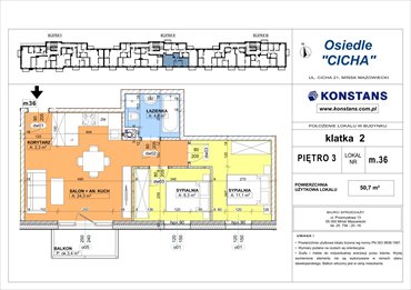 rzut mieszkanie na sprzedaż 51m2 mieszkanie Mińsk Mazowiecki, Cicha 12