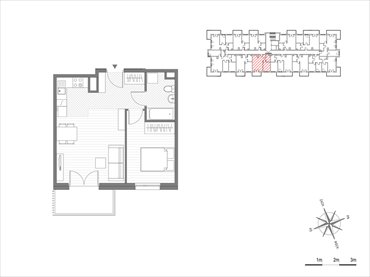 rzut mieszkanie na sprzedaż 42m2 mieszkanie Kraków, Mistrzejowice, os.Piastów 75