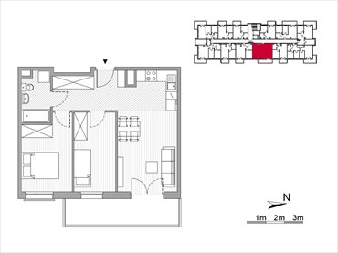 rzut mieszkanie na sprzedaż 50m2 mieszkanie Kraków, Mistrzejowice, Os. Piastów 77