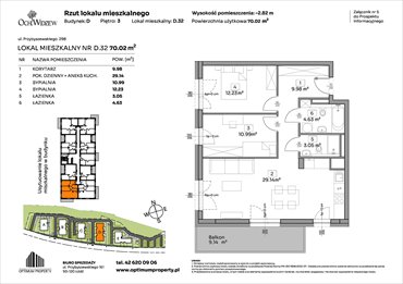 rzut mieszkanie na sprzedaż 70m2 mieszkanie Łódź, Widzew, Przybyszewskiego 292-300
