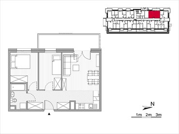 rzut mieszkanie na sprzedaż 49m2 mieszkanie Kraków, Mistrzejowice, Os. Piastów 77