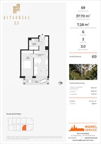rzut mieszkanie na sprzedaż 38m2 mieszkanie Katowice, Bytkowska 107