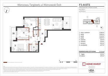rzut mieszkanie na sprzedaż 78m2 mieszkanie Warszawa, ul. Warszawski Świt