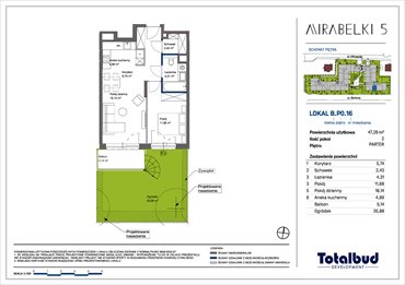 rzut mieszkanie na sprzedaż 47m2 mieszkanie Warszawa, Białołęka, Mirabelki