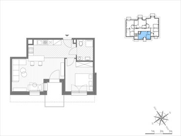 rzut mieszkanie na sprzedaż 44m2 mieszkanie Kraków, Bronowice Wielkie, ul.Stawowa 246