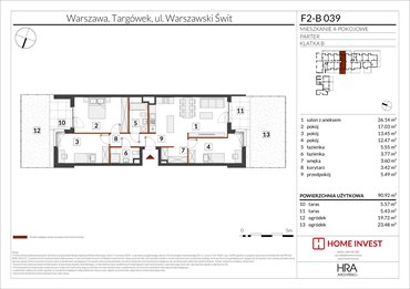rzut mieszkanie na sprzedaż 91m2 mieszkanie Warszawa, ul. Warszawski Świt