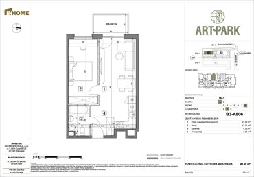 rzut mieszkanie na sprzedaż 43m2 mieszkanie Łódź, Polesie, Wołowa 4A