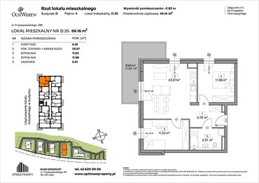 rzut mieszkanie na sprzedaż 59m2 mieszkanie Łódź, Widzew, Przybyszewskiego 292-300