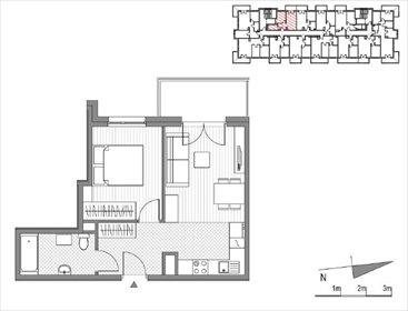 rzut mieszkanie na sprzedaż 38m2 mieszkanie Kraków, Mistrzejowice, Os. Piastów 77
