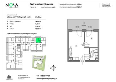 rzut lokal użytkowy na sprzedaż 31m2 lokal użytkowy Łódź, Śródmieście, ul. Telefoniczna 19