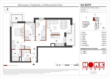 rzut mieszkanie na sprzedaż 78m2 mieszkanie Warszawa, Targówek, ul. Warszawski Świt 12