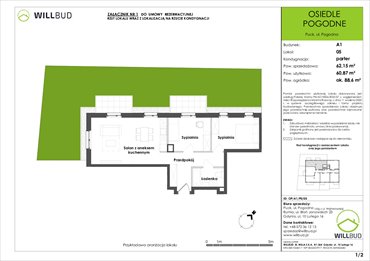 rzut mieszkanie na sprzedaż 61m2 mieszkanie Puck, Pogodna