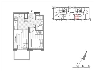 rzut mieszkanie na sprzedaż 28m2 mieszkanie Kraków, ul.Glogera 9,11