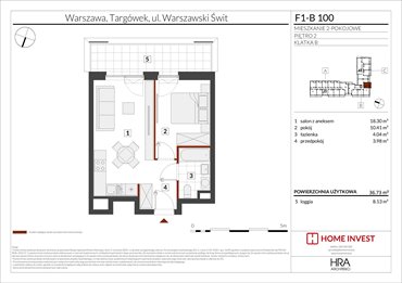 rzut mieszkanie na sprzedaż 37m2 mieszkanie Warszawa, ul. Warszawski Świt