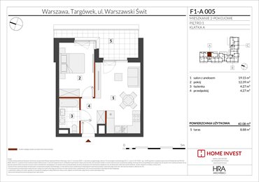 rzut mieszkanie na sprzedaż 40m2 mieszkanie Warszawa, ul. Warszawski Świt