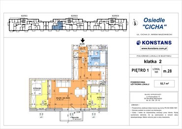 rzut mieszkanie na sprzedaż 53m2 mieszkanie Mińsk Mazowiecki, Cicha 12