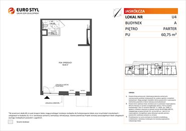 rzut lokal użytkowy na sprzedaż 61m2 lokal użytkowy Gdańsk, ul.Jaskółcza