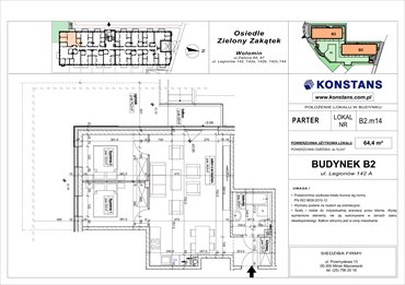 rzut mieszkanie na sprzedaż 64m2 mieszkanie Wołomin, Legionów 142A i 144
