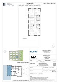 rzut mieszkanie na sprzedaż 76m2 mieszkanie Wrocław, Iwiny, ul. Franza Petera Schuberta