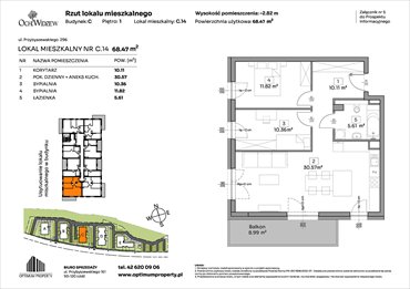 rzut mieszkanie na sprzedaż 68m2 mieszkanie Łódź, Widzew, Przybyszewskiego 292-300