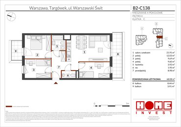 rzut mieszkanie na sprzedaż 68m2 mieszkanie Warszawa, Targówek, ul. Warszawski Świt 12
