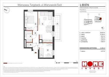 rzut mieszkanie na sprzedaż 52m2 mieszkanie Warszawa, Targówek, ul. Warszawski Świt