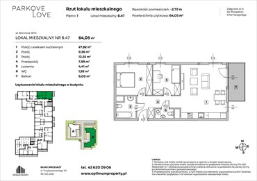 rzut mieszkanie na sprzedaż 64m2 mieszkanie Łódź, Bałuty-Doły, ul. Górnicza 12/14