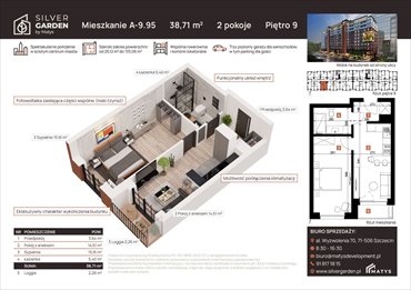 rzut mieszkanie na sprzedaż 39m2 mieszkanie Szczecin, Centrum, al. Wyzwolenia 70 / ul. Staszica 21