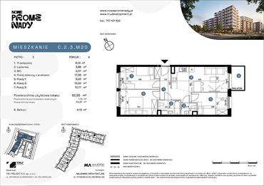 rzut mieszkanie na sprzedaż 63m2 mieszkanie Wrocław, Kleczków, ul. Czochralskiego/ Miłosza