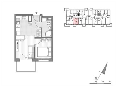 rzut mieszkanie na sprzedaż 28m2 mieszkanie Kraków, ul.Glogera 9,11