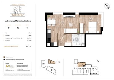 rzut mieszkanie na sprzedaż 42m2 mieszkanie Kraków, Wzgórza Krzesławickie, Gustawa Morcinka