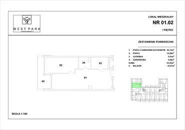 rzut mieszkanie na sprzedaż 54m2 mieszkanie Kołobrzeg, Wylotowa 6