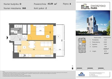 rzut mieszkanie na sprzedaż 43m2 mieszkanie Rzeszów, Przybyszówka, Dworzysko