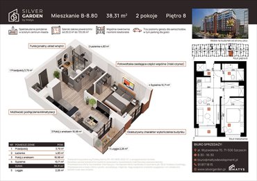 rzut mieszkanie na sprzedaż 37m2 mieszkanie Szczecin, Centrum, al. Wyzwolenia 70 / ul. Staszica 21