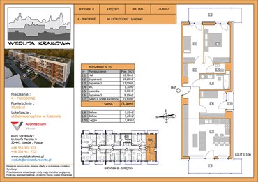 rzut mieszkanie na sprzedaż 76m2 mieszkanie Kraków, Krowodrza, Papierni Prądnickich 48