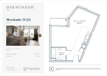 rzut mieszkanie na sprzedaż 41m2 mieszkanie Kraków, Podgórze, Kalwaryjska