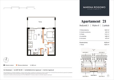 rzut mieszkanie na sprzedaż 44m2 mieszkanie Rogowo, Rogowo 65