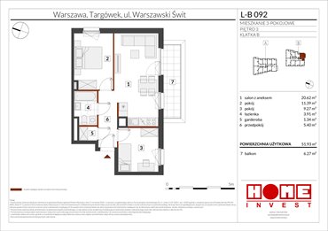 rzut mieszkanie na sprzedaż 52m2 mieszkanie Warszawa, Targówek, ul. Warszawski Świt
