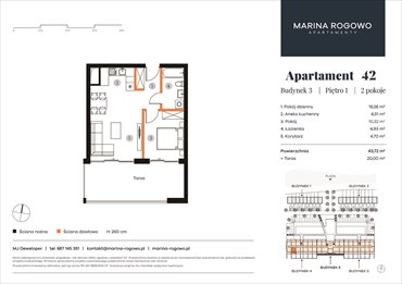 rzut mieszkanie na sprzedaż 44m2 mieszkanie Rogowo, Rogowo 65