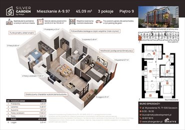 rzut mieszkanie na sprzedaż 45m2 mieszkanie Szczecin, Centrum, al. Wyzwolenia 70 / ul. Staszica 21