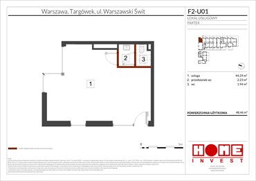 rzut lokal użytkowy na sprzedaż 48m2 lokal użytkowy Warszawa, ul. Warszawski Świt