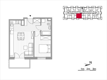 rzut mieszkanie na sprzedaż 37m2 mieszkanie Kraków, Mistrzejowice, Os. Piastów 77