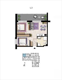 rzut mieszkanie na sprzedaż 45m2 mieszkanie Grzybowo, Nadmorska 98 -106