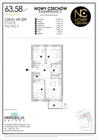 rzut mieszkanie na sprzedaż 64m2 mieszkanie Lublin, CZECHÓW, Kameralna 3