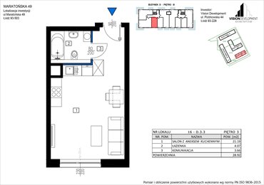 rzut mieszkanie na sprzedaż 29m2 mieszkanie Łódź, Retkinia, Maratońska 49C
