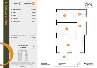 rzut mieszkanie na sprzedaż 64m2 mieszkanie Kraków, Lindego 5a